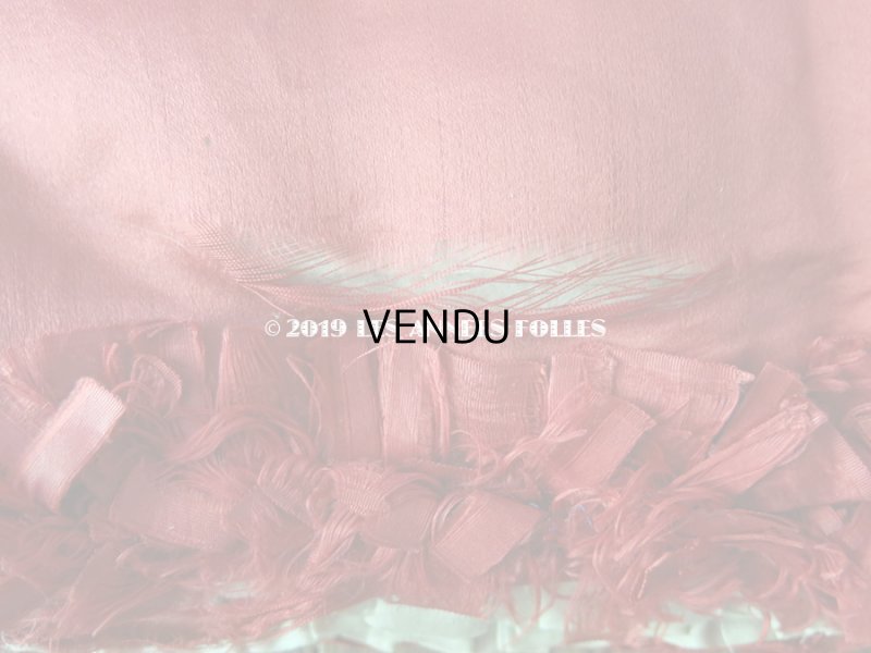 画像4: 19世紀 アンティーク シルク製 ハンキーケース 王冠&モノグラムのメタル刺繍 スモーキーレッド&グレイッシュベージュ ハンカチ用ポシェット