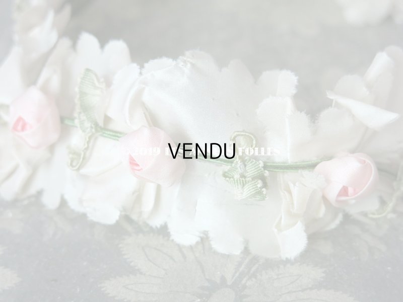 画像7: アンティーク ヘッドリース ピンクの薔薇のロココトリム