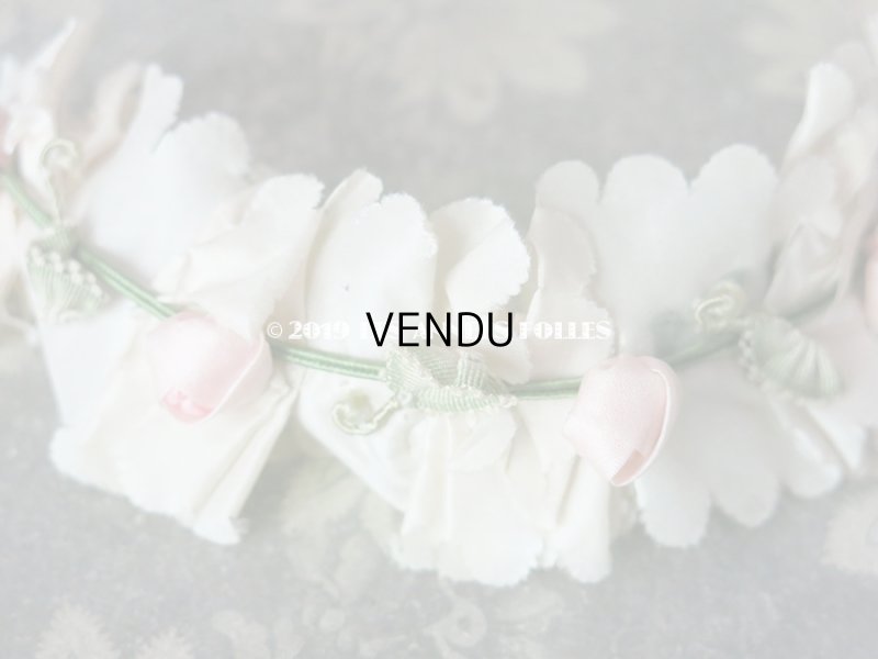 画像4: アンティーク ヘッドリース ピンクの薔薇のロココトリム