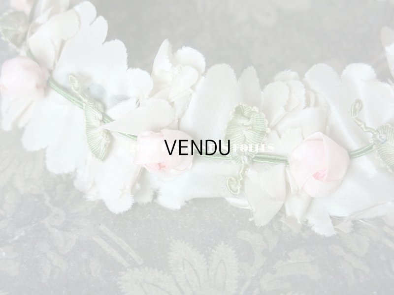 画像5: アンティーク ヘッドリース ピンクの薔薇のロココトリム