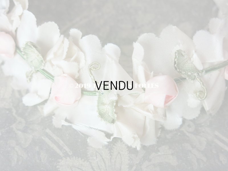 画像6: アンティーク ヘッドリース ピンクの薔薇のロココトリム