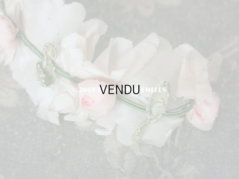 画像8: アンティーク ヘッドリース ピンクの薔薇のロココトリム