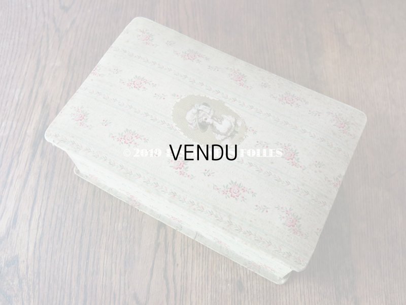 画像3: 1900年代 アンティーク 貴婦人の肖像画&小花柄のカルトナージュボックス