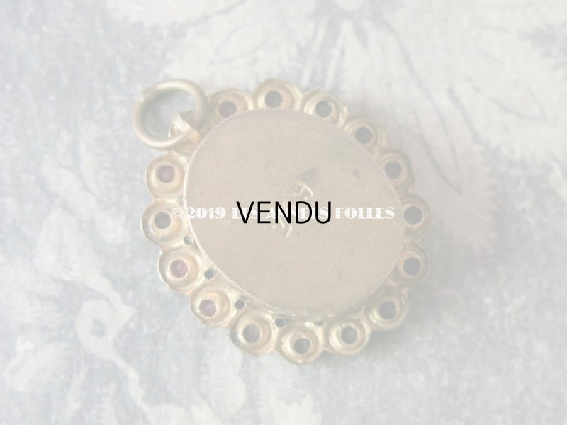 画像6: 19世紀 アンティーク ルリケール 聖遺物のペンダント 封蝋付 グレナディンレッドのラインストーン 聖人の遺品