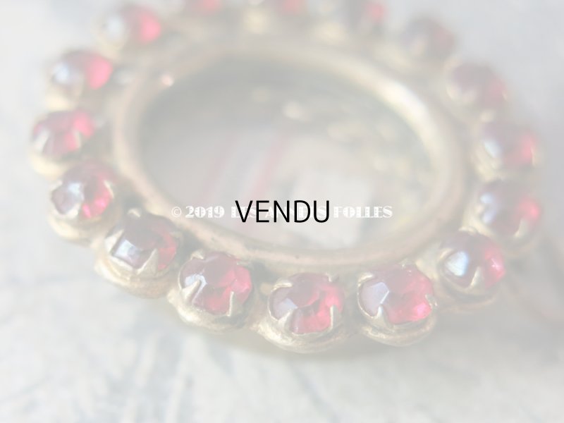 画像7: 19世紀 アンティーク ルリケール 聖遺物のペンダント 封蝋付 グレナディンレッドのラインストーン 聖人の遺品