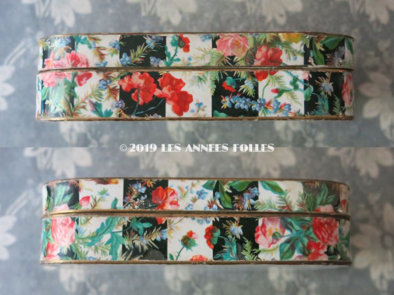 画像6: 19世紀 アンティーク お菓子箱 ストライプ＆花模様