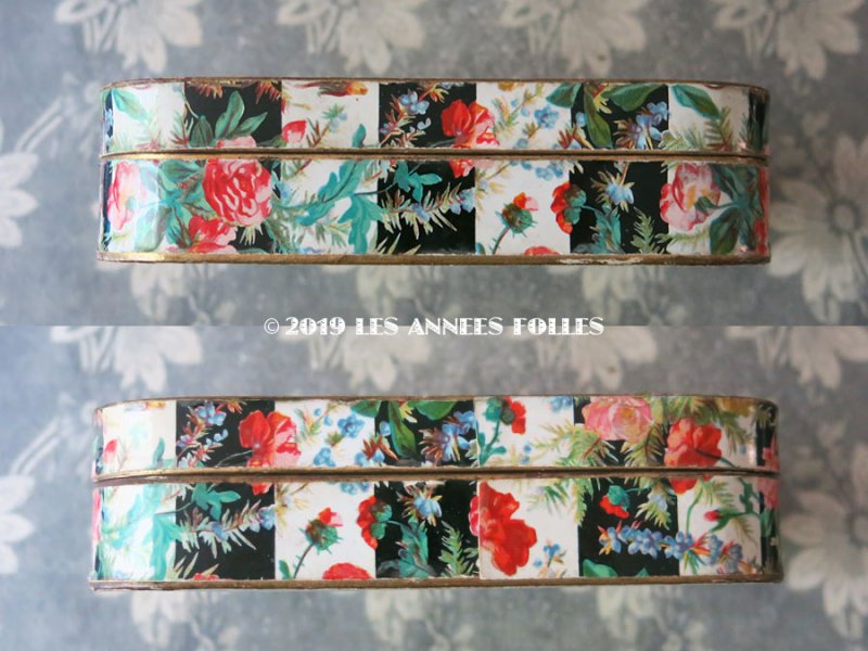 画像5: 19世紀 アンティーク お菓子箱 ストライプ＆花模様