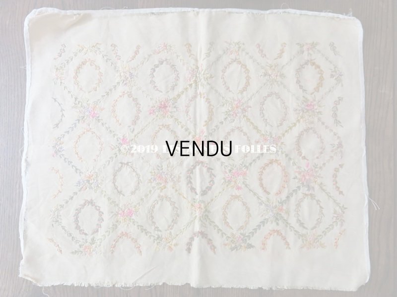 画像3: 【9周年セール対象外】 アンティーク リボン刺繍のパネル　ファブリック 