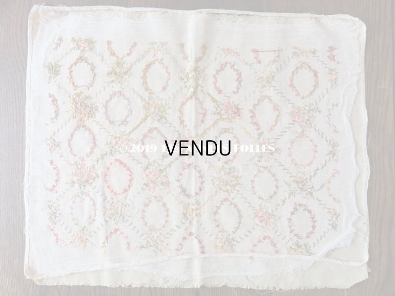 画像4: 【9周年セール対象外】 アンティーク リボン刺繍のパネル　ファブリック 