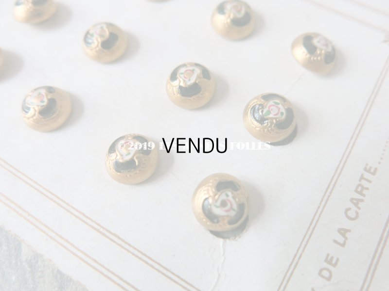 画像3: アンティーク 極小 メタルボタン 薔薇のペイント 8mm 16ピースのセット