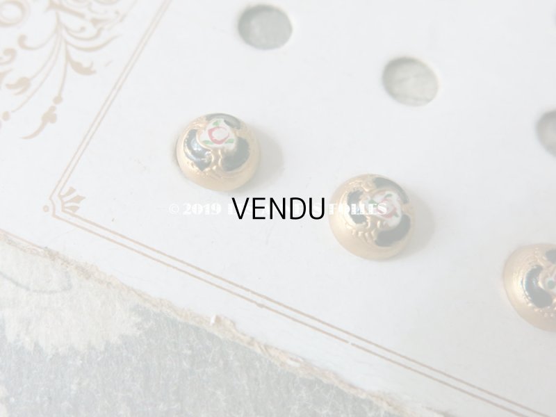 画像6: アンティーク 極小 メタルボタン 薔薇のペイント 8mm 16ピースのセット