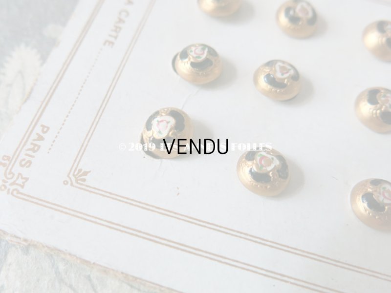 画像4: アンティーク 極小 メタルボタン 薔薇のペイント 8mm 16ピースのセット