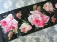 画像1: 19世紀 アンティーク シルク製 幅広リボン ベルベットの薔薇模様 17.5cm幅 150cm (1)