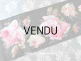 19世紀 アンティーク シルク製 幅広リボン ベルベットの薔薇模様 17.5cm幅 150cm
