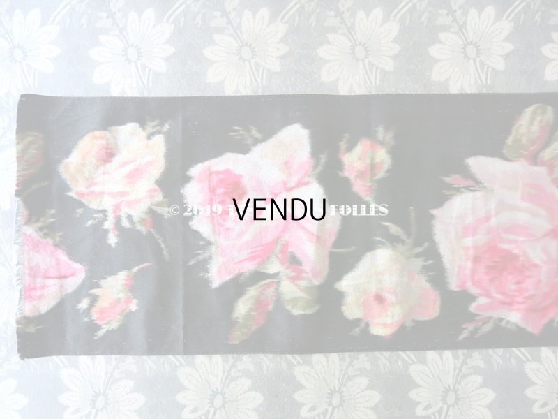 画像3: 19世紀 アンティーク シルク製 幅広リボン ベルベットの薔薇模様 17.5cm幅 150cm