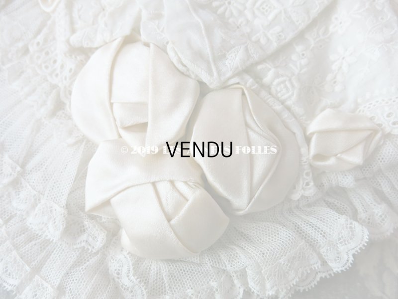 画像4: 1920年代 アンティーク 少女用 レースのボネ 淡いグレイッシュピンクのロココモチーフ