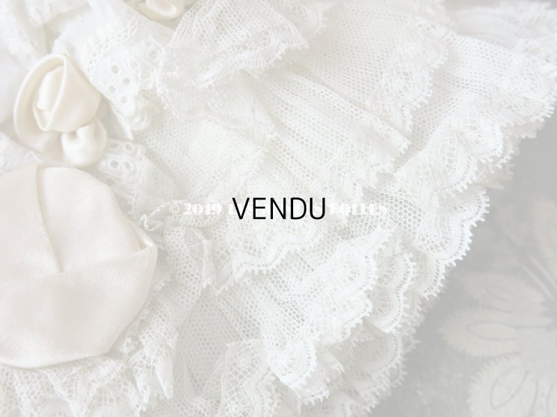 画像11: 1920年代 アンティーク 少女用 レースのボネ 淡いグレイッシュピンクのロココモチーフ