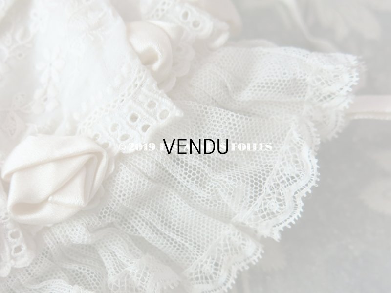 画像7: 1920年代 アンティーク 少女用 レースのボネ 淡いグレイッシュピンクのロココモチーフ