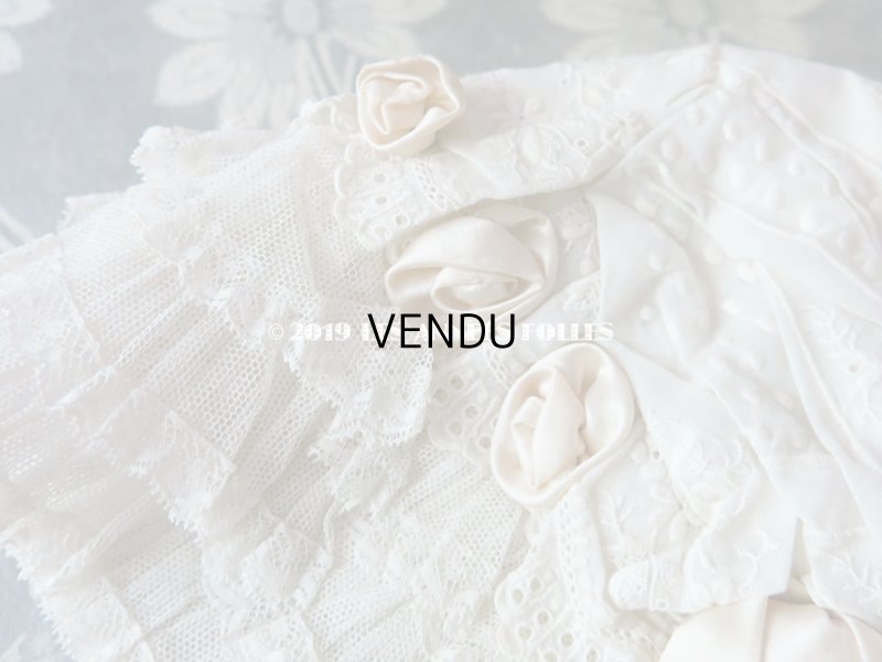 画像5: 1920年代 アンティーク 少女用 レースのボネ 淡いグレイッシュピンクのロココモチーフ