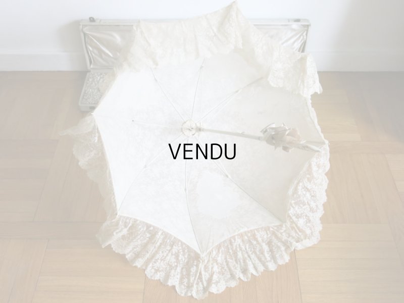 画像18: 1900年代 アンティーク  レースの日傘＆ファン オリジナルボックス入り　