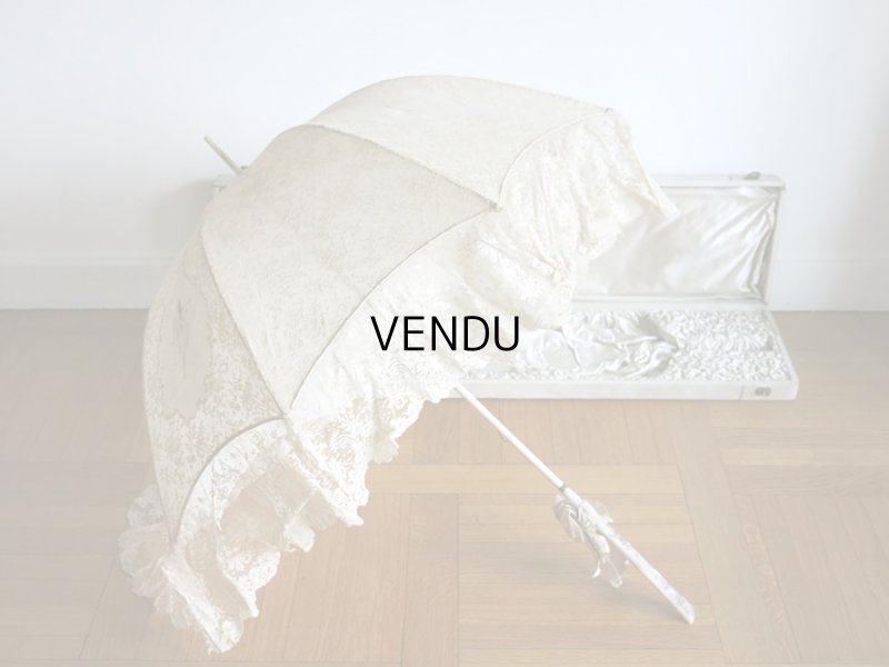 画像3: 1900年代 アンティーク  レースの日傘＆ファン オリジナルボックス入り　