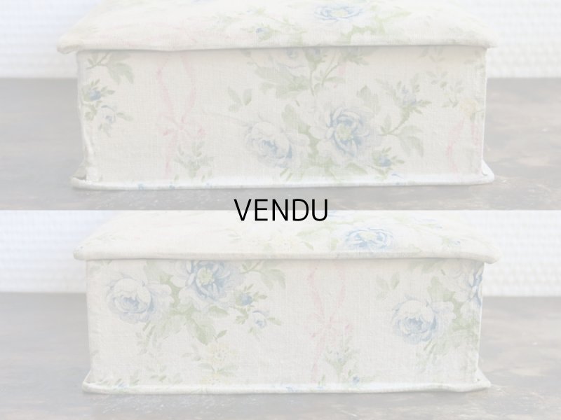 画像7: 1900年代 アンティーク ピンクのリボン & 青い薔薇  カルトナージュボックス