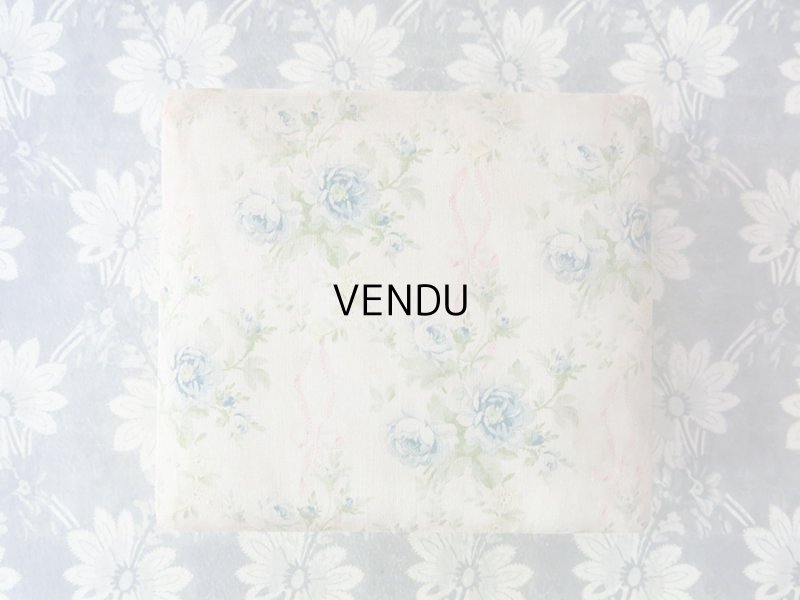 画像8: 1900年代 アンティーク ピンクのリボン & 青い薔薇  カルトナージュボックス