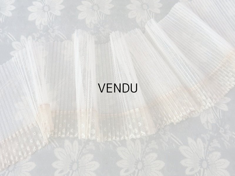 画像3: 1900年代 アンティーク プリーツ加工 チュールレース ドット柄 