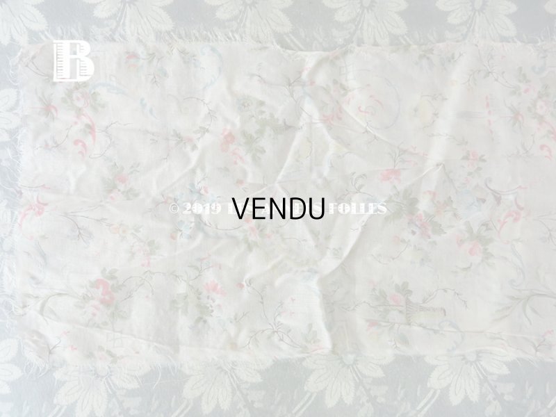 画像7: 1900年代 アンティーク 薔薇の花かごのコットン製ファブリック 82×20〜23cm