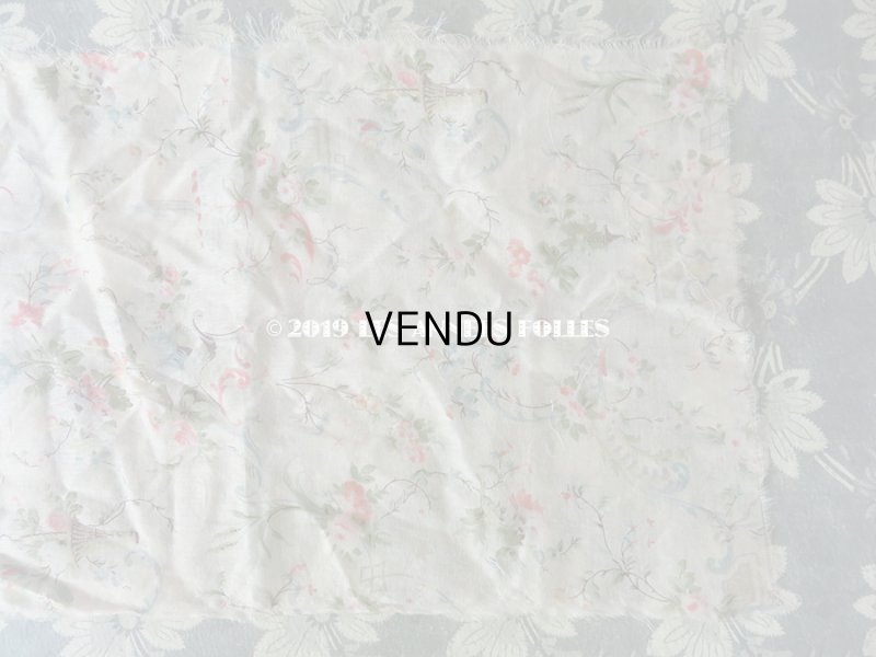 画像9: 1900年代 アンティーク 薔薇の花かごのコットン製ファブリック 82×20〜23cm