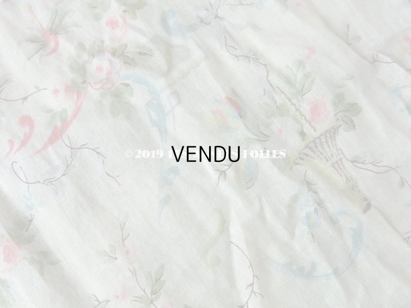 画像6: 1900年代 アンティーク 薔薇の花かごのコットン製ファブリック 82×20〜23cm