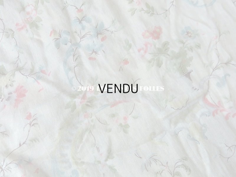 画像5: 1900年代 アンティーク 薔薇の花かごのコットン製ファブリック 82×20〜23cm