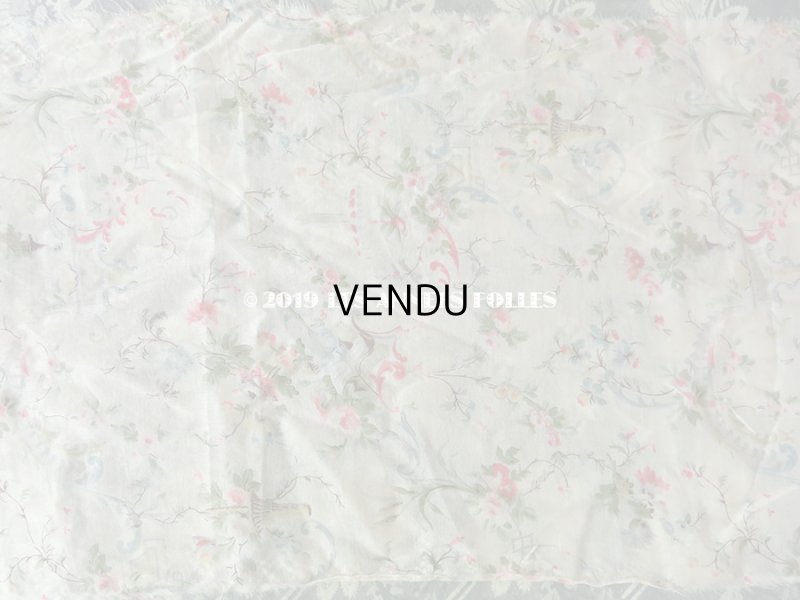 画像3: 1900年代 アンティーク 薔薇の花かごのコットン製ファブリック 82×20〜23cm