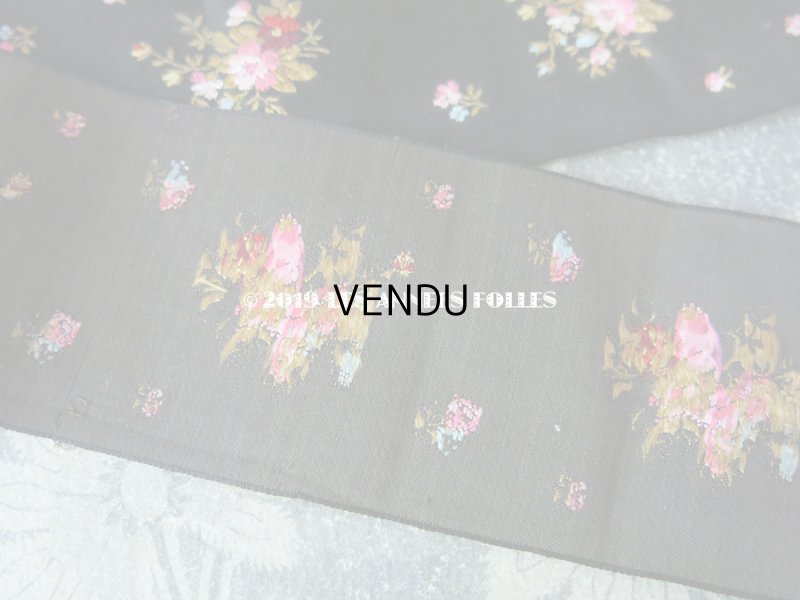 画像4: 19世紀 アンティーク シルク & コットン製 リボン 花模様の刺繍入り 53cm