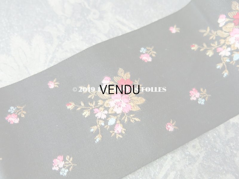 画像3: 19世紀 アンティーク シルク & コットン製 リボン 花模様の刺繍入り 53cm