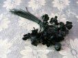 画像1: アンティーク シルクサテンのコサージュ 黒い布花 (1)