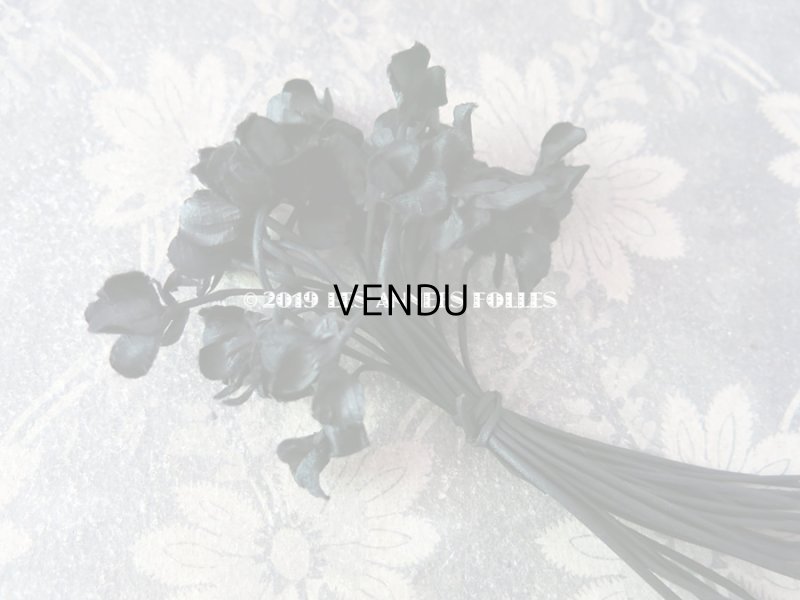 画像2: アンティーク シルクサテンのコサージュ 黒い布花
