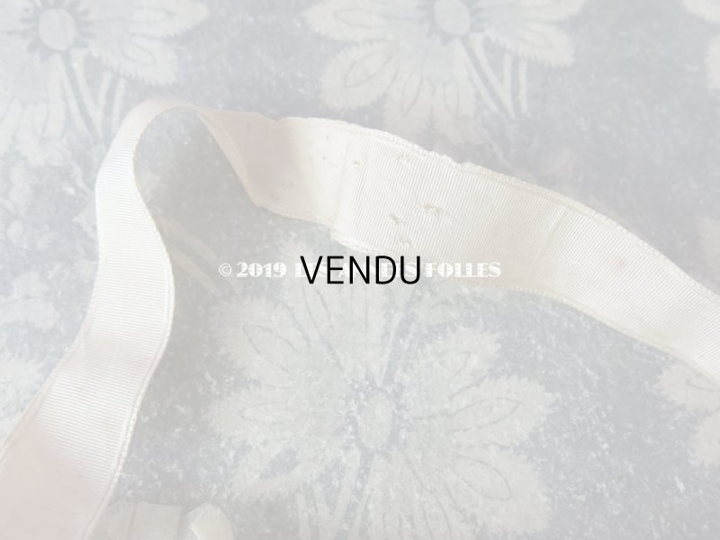 画像8: アンティーク リボン刺繍 & シルクシフォンのフリル付き オモニエール