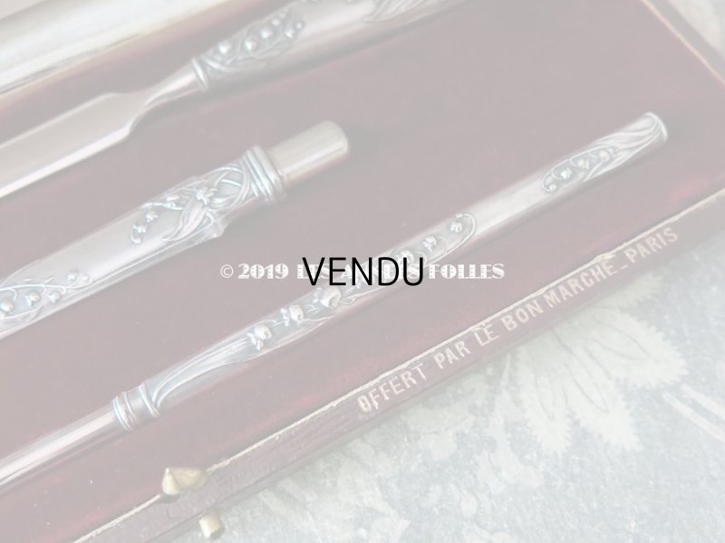 画像4: アンティーク レタリングセット 鈴蘭 ペン軸 & レターオープナー & ペンシルケース - AU BON MARCHE -