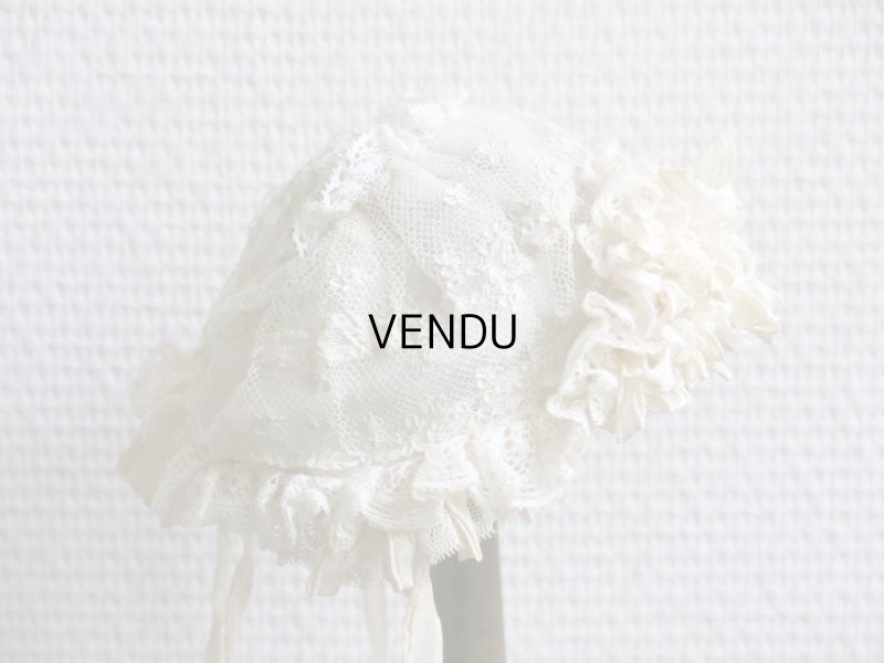 画像13: アンティーク ドール用 アランソンレースのボネ 【ポワン・ダランソン(アランソン)】 【POINT D'ALENCON】