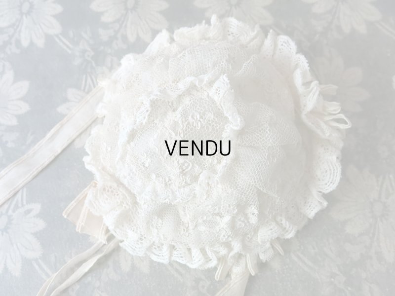画像7: アンティーク ドール用 アランソンレースのボネ 【ポワン・ダランソン(アランソン)】 【POINT D'ALENCON】