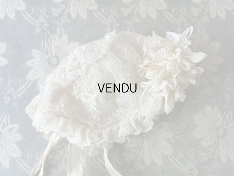 画像3: アンティーク ドール用 アランソンレースのボネ 【ポワン・ダランソン(アランソン)】 【POINT D'ALENCON】