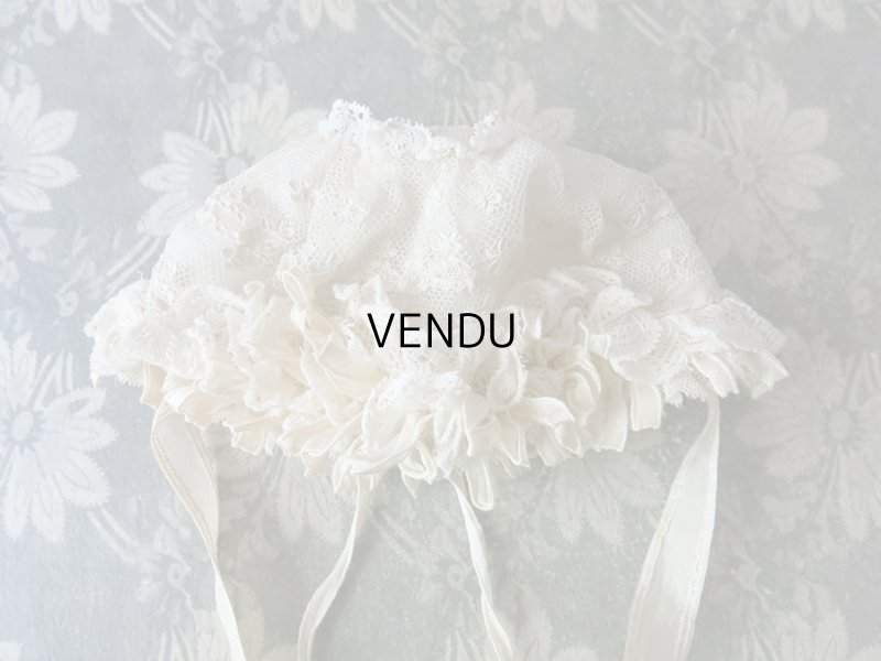 画像4: アンティーク ドール用 アランソンレースのボネ 【ポワン・ダランソン(アランソン)】 【POINT D'ALENCON】