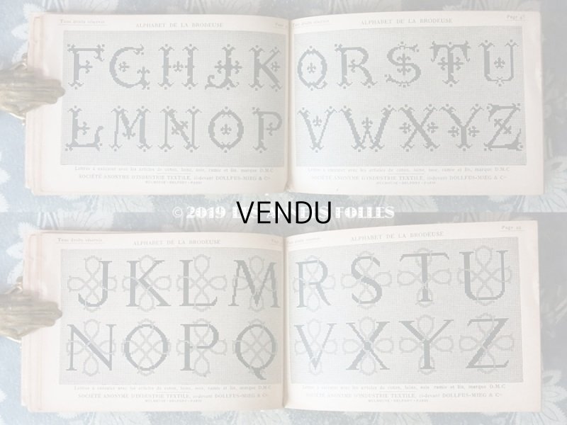画像8: 19世紀末 アンティーク DMC 刺繍図案帳 ALPHABET DE LA BRODEUSE  ファーストエディション