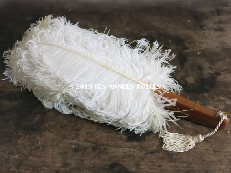 画像7: 1900年代 アンティーク オフホワイトのフェザーのファン