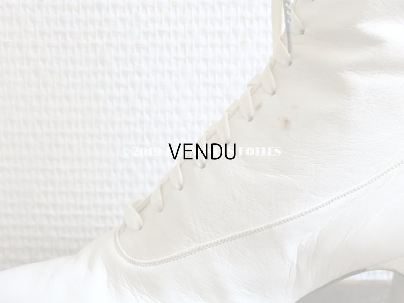 画像11: 未使用 1900年代 アンティーク ヴィクトリアン レースアップブーツ  オフホワイト