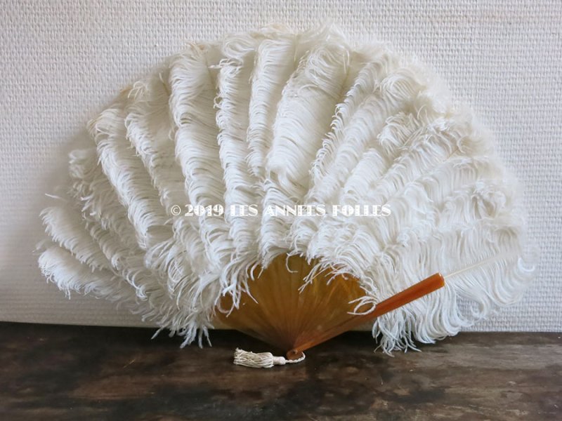 画像5: 1900年代 アンティーク オフホワイトのフェザーのファン