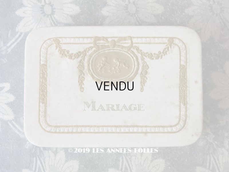 画像1: アンティーク 結婚式のドラジェのお菓子箱 天使＆薔薇とリボンのガーランド MARIAGE