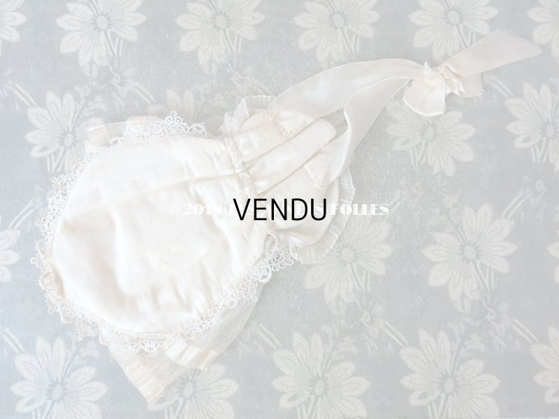 画像5: アンティーク  オモニエール チュールレースのフリル & 淡いピンクのシルクサテンリボン