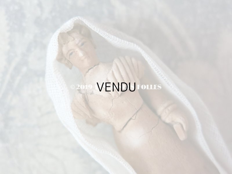 画像5: 19世紀初頭 アンティーク コミュニオンの少女の人形 テラコッタ製 コミュニオンのドレスを着た少女